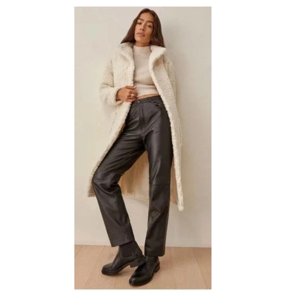 NEW REFORMATION Bromley Faux-fur Coat Size Small